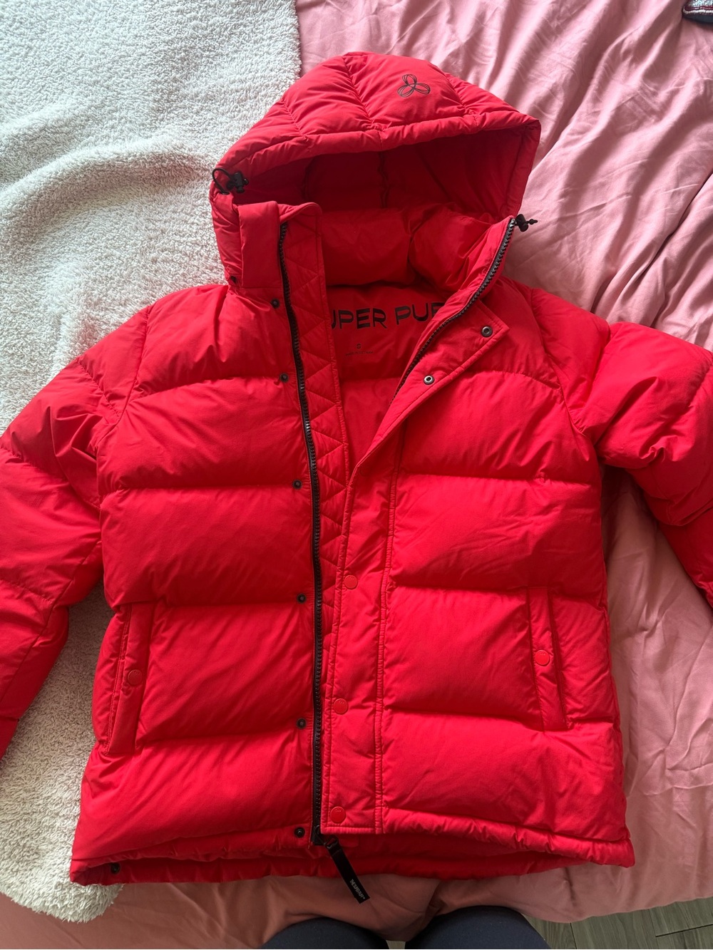 Children's Red Hooded Puffer Coat by